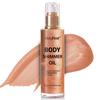 AbluFirst 4 Colors Shimmer Body Oil Face Glitter Summer Body Moisturizing Light Shimmering Glow Non-Sticky Party Luminizer and Illuminator Smooth (3.38 Fl Oz Pack of 1, Rose Gold) view 1