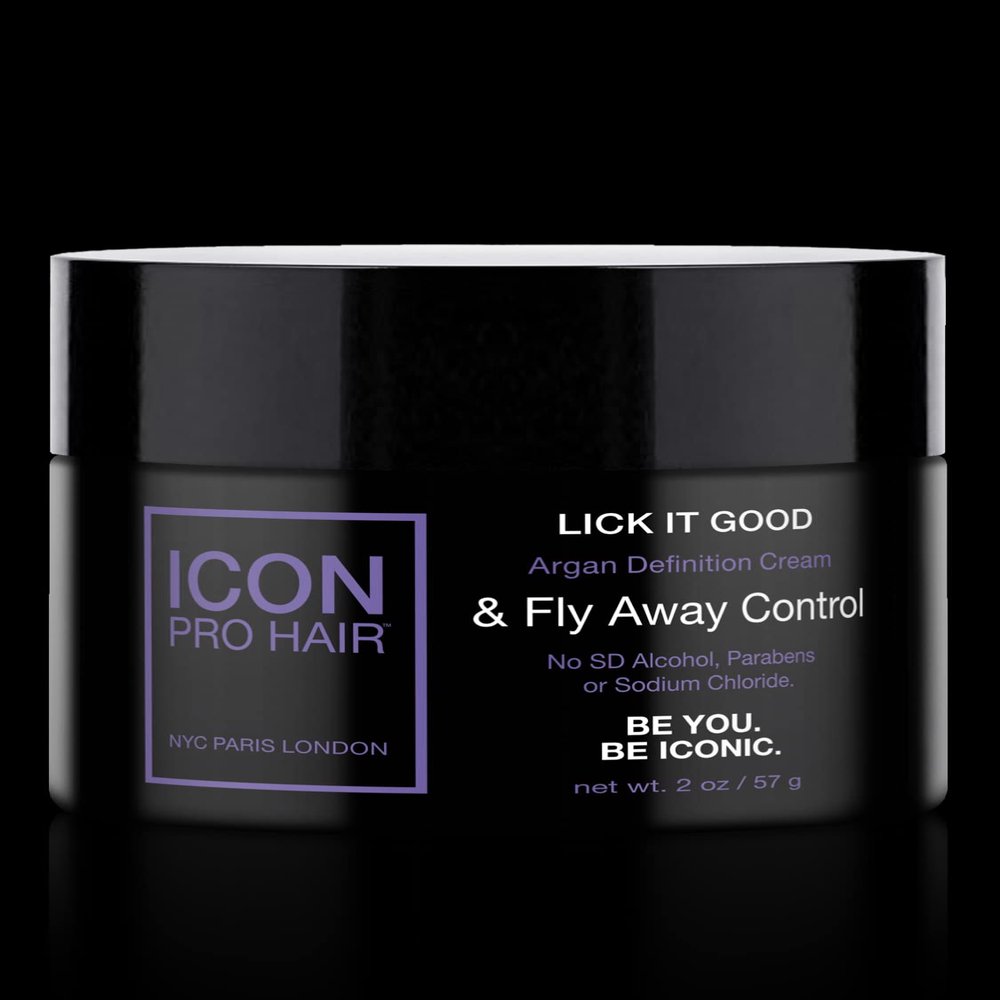 ICON PRO HAIR NYC PARIS LONDON LICK IT GOOD Argan Definition Cream & Fly Away Control UV & Thermal Heat Protect