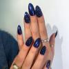 FRUJCDKI Deep Blue Full Diamond Press on Nails Coffin Rhinestones Fake Nails Full Cover Bling Acrylic French False Nails for Women and Girls 24PCS view 2