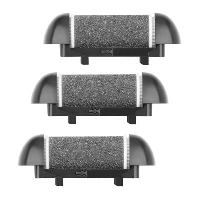 3 Pack Electric Callus Remover Refill Black, Same Rough Replacement Rollers Professional Feet Care Grinding Heads (3pcs Regular/Medium Coarse, Black)