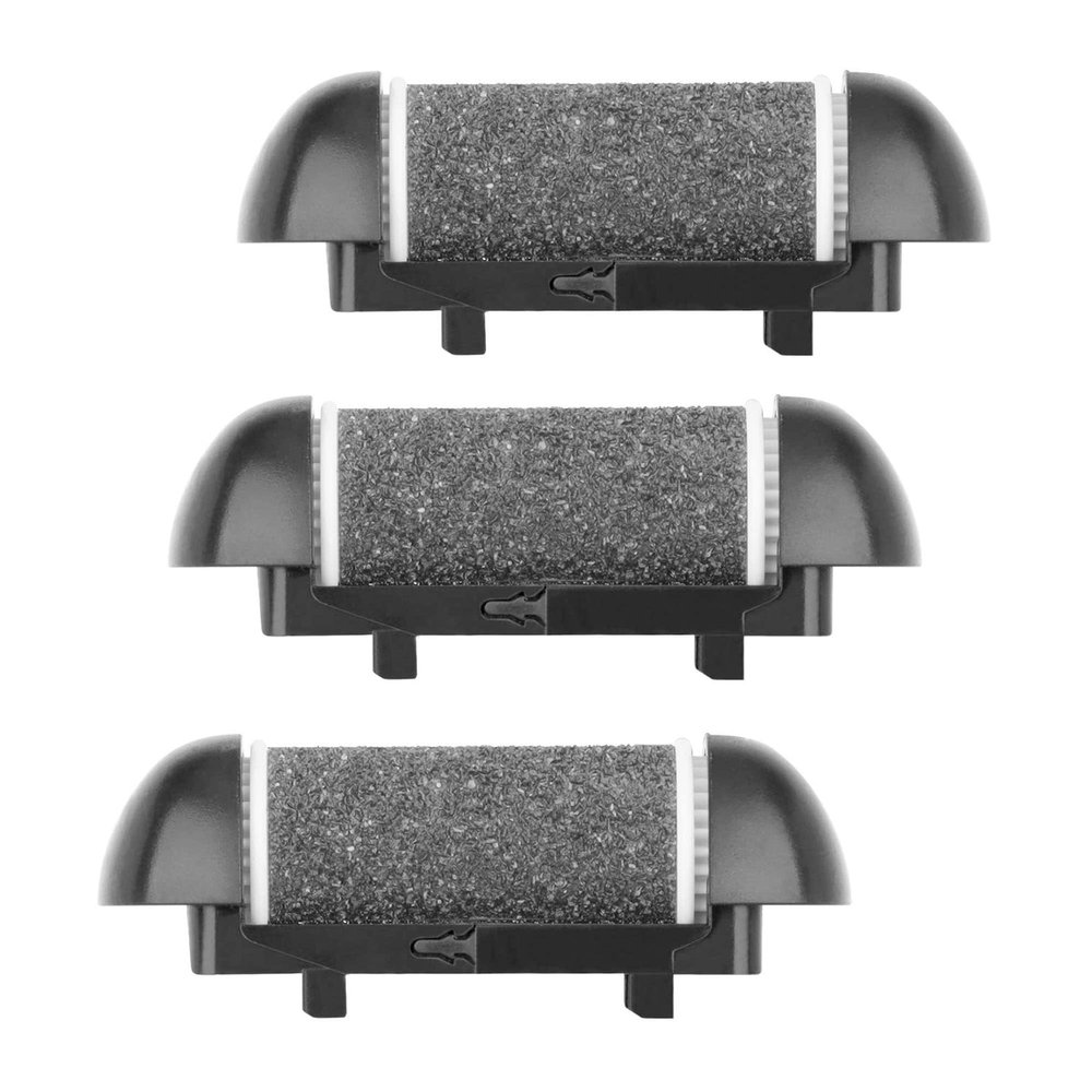 3 Pack Electric Callus Remover Refill Black, Same Rough Replacement Rollers Professional Feet Care Grinding Heads (3pcs Regular/Medium Coarse, Black)