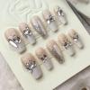 Nail Meow Press on Nails Medium Length- MoonlightLuxury Reusable Seven Layers Gel UV Finish Fake Nail Tips, Handmade White False Nail Art with Design by Licensed Manicurist view 1