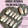 Nail Meow Press on Nails Medium Length- MoonlightLuxury Reusable Seven Layers Gel UV Finish Fake Nail Tips, Handmade White False Nail Art with Design by Licensed Manicurist view 3
