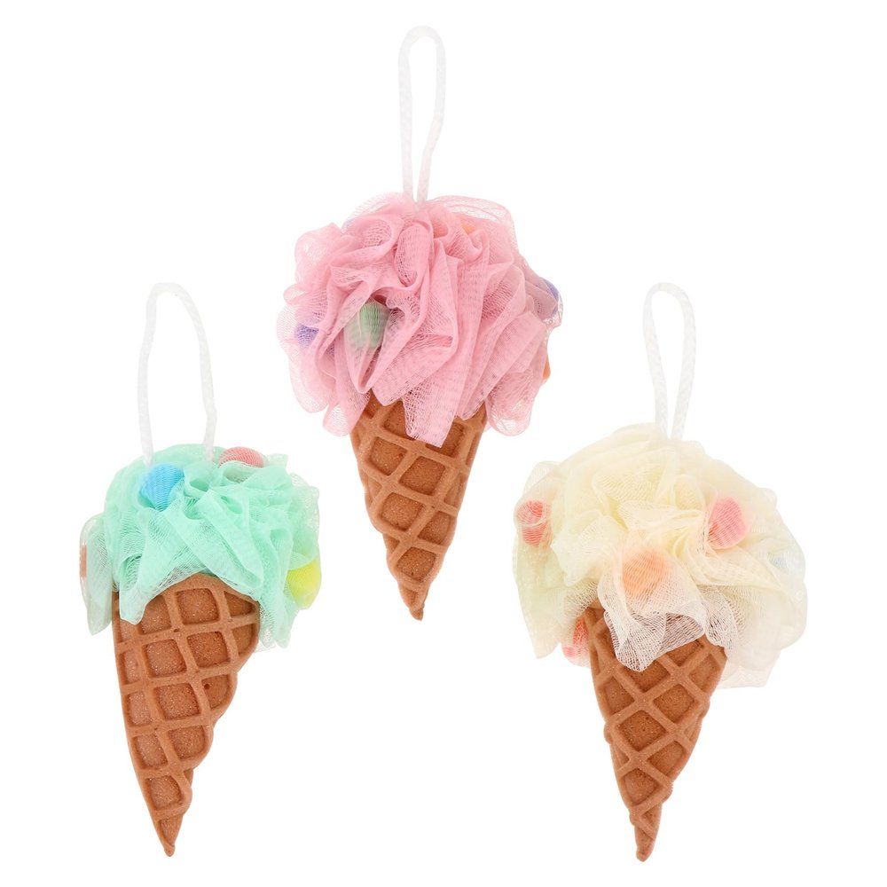 FOMIYES 9 Pcs Ice Cream Bath Ball Bath Bubbles Kids Mens Body Wash Kids Shower Loofah Makeup Sponge Exfoliating Sponge Body Sponge Body Wash Sponge Flower or The Bubble Child