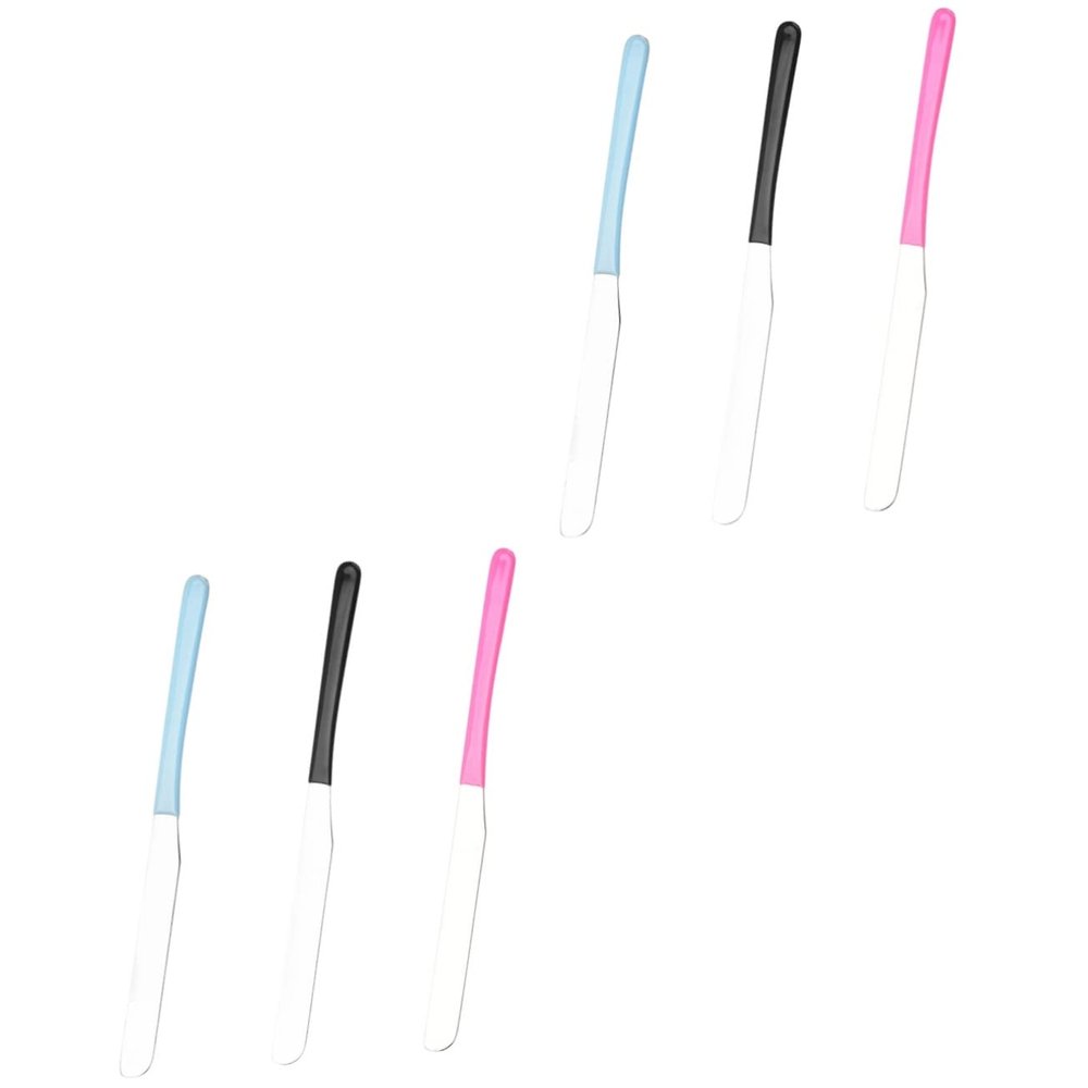 FRCOLOR 6pcs Makeup Artist Skincare Tool Stainless Steel Cosmetic Mixing Spatula Versatile Beauty Spatula for Foundation Makeup Practice Face
