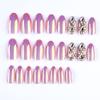 FRUJCDKI Pink Pearl Laser Almond Full Diamond Press on Nails Coffin Rhinestones Fake Nails Full Cover Bling Acrylic French False Nails for Women and Girls 24PCS view 3