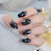 FRUJCDKI Cool Girl Black Gradient Diamond Press on Nails Coffin Rhinestones Fake Nails Full Cover Bling Acrylic French False Nails for Women and Girls 24PCS view 3
