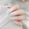 FRUJCDKI Alligator Diamond Press on Nails Coffin Rhinestones Fake Nails Full Cover Bling Acrylic French False Nails for Women and Girls 24PCS view 2