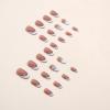 FRUJCDKI Rhinestone French Short Press on Nails Coffin Rhinestones Fake Nails Full Cover Bling Acrylic French False Nails for Women and Girls 24PCS view 2
