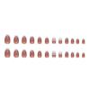 FRUJCDKI Rhinestone French Short Press on Nails Coffin Rhinestones Fake Nails Full Cover Bling Acrylic French False Nails for Women and Girls 24PCS view 4