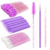 300 PCS Eyelash Extension Supplies Kit Disposable Micro Swab Brush Eyebrow Spoolies Lip Stick Brush Mascara Wand Applicator Makeup Brush Tool (Purple Sets) view 1