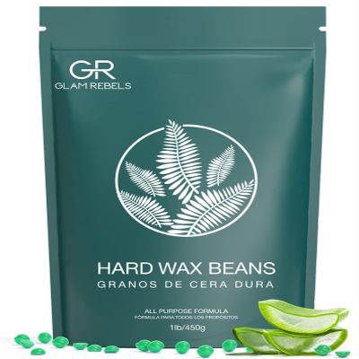 GLAM REBELS 1lb Hard Wax Beads for Hair Removal Sensitive Skin with Pure Aloe, Wax Beans for Brazilian Waxing Bikini Leg Face, Perfect for Full Body Gentle Hair Removal At Home