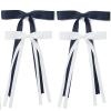 Ambesi Hair Bow Hair Clips, White Navy Blue Long Tail French Ribbon Bows with Tassels, Bowknot Hair Barrettes for Women Girls, Dress Up Accessories for Birthday/Party/Show/Christmas view 1