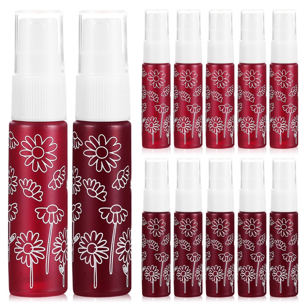 Beaupretty 12pcs Floral Print Perfume Spray Bottles Travel-friendly Atomizer Frosted Dispenser for Skincare and Cosmetics Leak-resistant and Lightweight