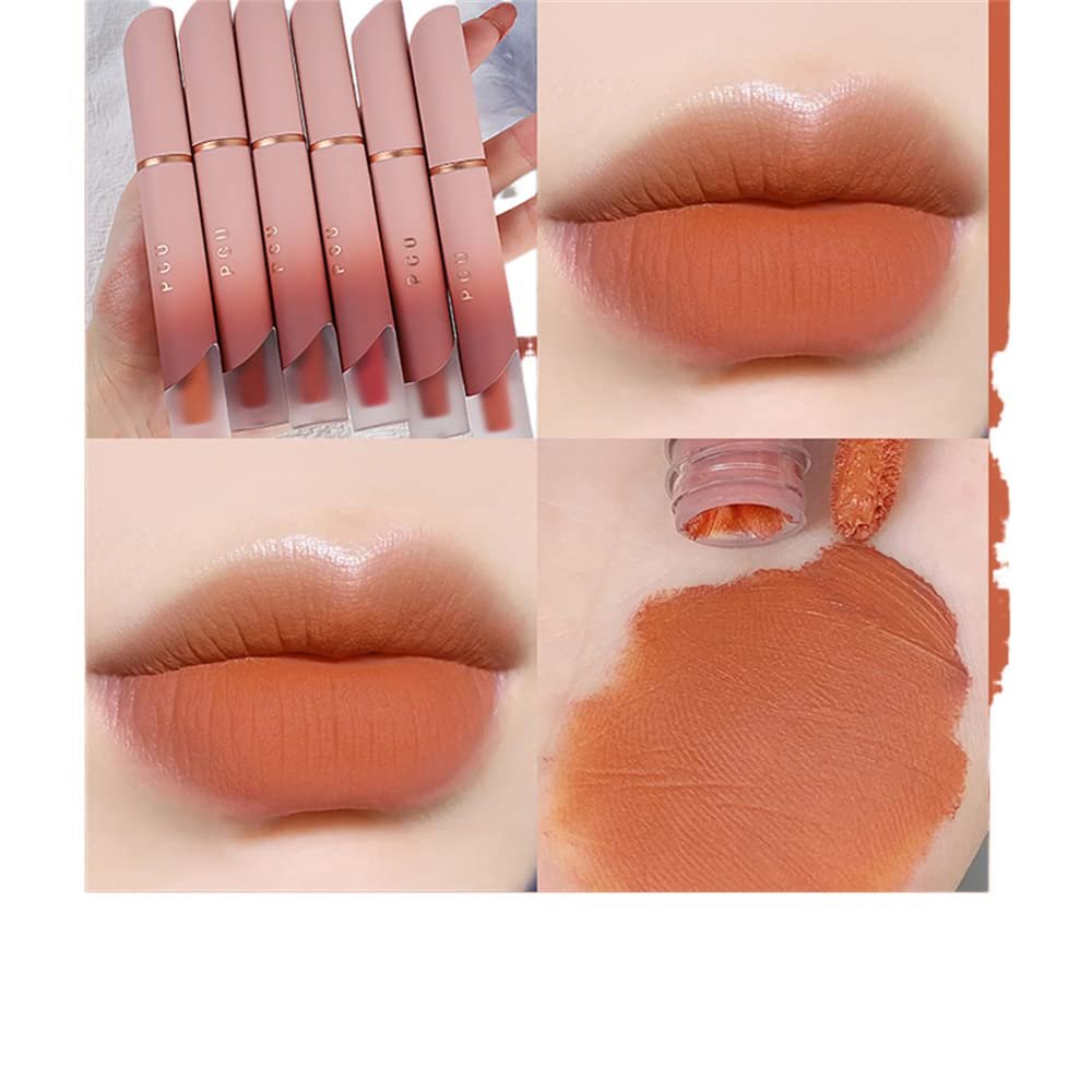 6-Color Lip Glaze, Matte Velvet Finish, Brightening No Cakey Color Rendering Plumping Lip Tint