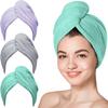 LIHONK Ultrafine Fiber Hair Towel with Strong Absorption, Suitable for Women's Fast Drying Hair Cap, with Buttons, Used for Drying Curly, Long and Thick Hair to Prevent Curling view 1