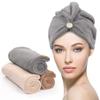 LIHONK Ultrafine Fiber Hair Towel with Strong Absorption, Suitable for Women's Fast Drying Hair Cap, with Buttons, Used for Drying Curly, Long and Thick Hair to Prevent Curling view 3