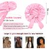 YANIBEST Silk Bonnet for Sleeping Women Adjustable Double Layer Satin Bonnet Reduce Friction Prevent Frizz Natural Curly Hair, Pink view 4