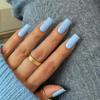 KQueenest Light Blue Press on Nails Long Medium Square, Sky Blue Fake Nails Medium Coffin, Glossy Sheer Color Acrylic Nails Press ons, Reusable Soft Gel Glue on Nails for Women Summer view 1