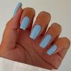 KQueenest Light Blue Press on Nails Long Medium Square, Sky Blue Fake Nails Medium Coffin, Glossy Sheer Color Acrylic Nails Press ons, Reusable Soft Gel Glue on Nails for Women Summer view 2