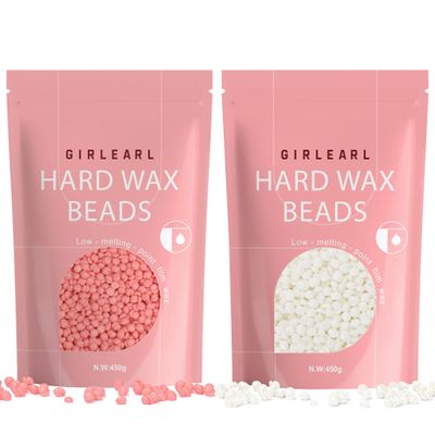 GIRLEARLE Hard Wax Beads 2-Pack, 1lb Rose for Coarse Hair Full Body, 1lb Unscented for Sensitive Skin Body, Brazilian Bikini, Eyebrow, Facial