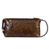 FLO-MOTOR Travel Portable Wash Bag Retro Oil Wax Soft Leather Toiletry Organizer Bag Makeup Case Credit Card Holder Storage Pouch for Brushes Toiletry Jewelry Storage view 1