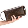 FLO-MOTOR Travel Portable Wash Bag Retro Oil Wax Soft Leather Toiletry Organizer Bag Makeup Case Credit Card Holder Storage Pouch for Brushes Toiletry Jewelry Storage view 2