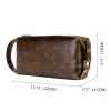 FLO-MOTOR Travel Portable Wash Bag Retro Oil Wax Soft Leather Toiletry Organizer Bag Makeup Case Credit Card Holder Storage Pouch for Brushes Toiletry Jewelry Storage view 3
