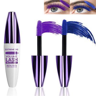 5D Colored Mascara Volume and Length,Blue Purple Waterproof Smudge-proof Mascara for Eyelashes,Volumizing Lengthening Curling rimel de pestaas,Cosplay Party Stage Use,Women's Makeup Gift for Women