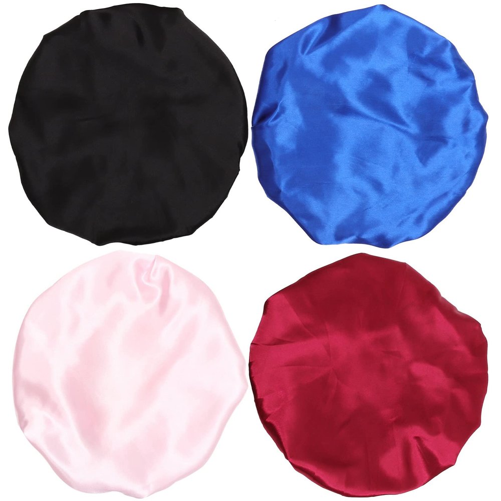 FOMIYES 4pcs Satin Sleep Caps for Women Bonnet Hair Wraps for Sleeping Makeup and Showers Includes and Colors