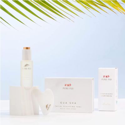 Pure Fiji Facial Skin Care Kit Massage Set for SPA Includes: Gua Sha Sculpting Tool and Luxury Oil 1 Fl. Oz skin Care Routine Kit For Women (luxury Oil & Gua Sha)