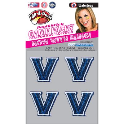 Fan-A-Peel Villanova Waterless Temporary Tattoos - Hypoallergenic Peel and Stick Waterproof Temporary Tattoos, Glitter - Officially Licensed
