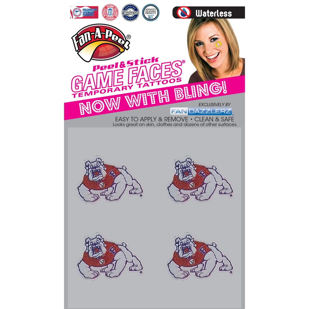 Fan-A-Peel Fresno State Waterless Temporary Tattoos - Hypoallergenic Peel and Stick Waterproof Temporary Tattoos, Glitter - Officially Licensed