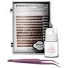 KC Republic Lash Eyebrow Extensions Kit with 1 x Trays of Mink False Eyebrows in Brown Comes on Mixed Length Trays 5-8 mm Mix, Eyebrow Extension Glue Clear & Extension Tweezers (Brown, Violet Tweezer) view 1