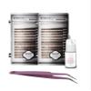 KC Republic Lash Eyebrow Extensions Kit with 2 Trays of Mink False Eyebrows in Dark Brown, Eyebrow Glue Clear & Extension Tweezers, Comes on Mixed Length 5-8 mm Mix (Dark Brown 2-Pack, Violet Tweezer) view 1