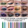 12Pcs Colored Gel Glitter Eyeliner Pencils Set Dark Light Emerald Green Sky Royal Blue Black White Pink Purple Brown Gold Eyeliner Pencils Eye Liner Liquid Liner Waterproof Smudge Proof delineadores view 3