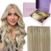 Fshine Genius Weft Highlight Human Hair Genius Weft Ash Blonde and Golden Blonde Sew in 22 Inch 60g Real Human Hair Extensions for Women view 1