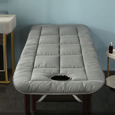 Spa Bed Cushion Topper,Lash Bed Topper Cover for Massage Table with Four Corner Straps&Facial Breathing Hole,Mattress Pad Square/Round/Trapezoidal Head(Bed Not Included),Gray r,70x180cm