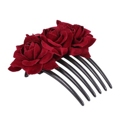 FOMIYES 1pc Rose Hair Comb Floral Design Elegant Wine Red Hair Accessory for Weddings and Special Occasions Charming Headwear for Women and Girls Easy to Use Floral Insertion Comb