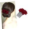 FOMIYES 1pc Rose Hair Comb Floral Design Elegant Wine Red Hair Accessory for Weddings and Special Occasions Charming Headwear for Women and Girls Easy to Use Floral Insertion Comb view 2