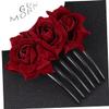 FOMIYES 1pc Rose Hair Comb Floral Design Elegant Wine Red Hair Accessory for Weddings and Special Occasions Charming Headwear for Women and Girls Easy to Use Floral Insertion Comb view 3