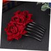 FOMIYES 1pc Rose Hair Comb Floral Design Elegant Wine Red Hair Accessory for Weddings and Special Occasions Charming Headwear for Women and Girls Easy to Use Floral Insertion Comb view 4