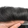 Toupee for Men Hairpiece Full French Lace Mens Toupee Replacement System Undetectable Human Hair Natural Hairline Men Hair Units 7X9"-120% density#1 Jet Black view 3