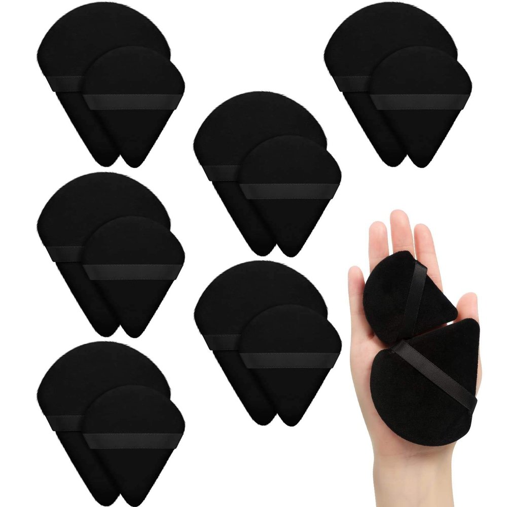 6 Pieces Triangle Powder Puff - Triangle Powder & Makeup Powder Puffs, Black