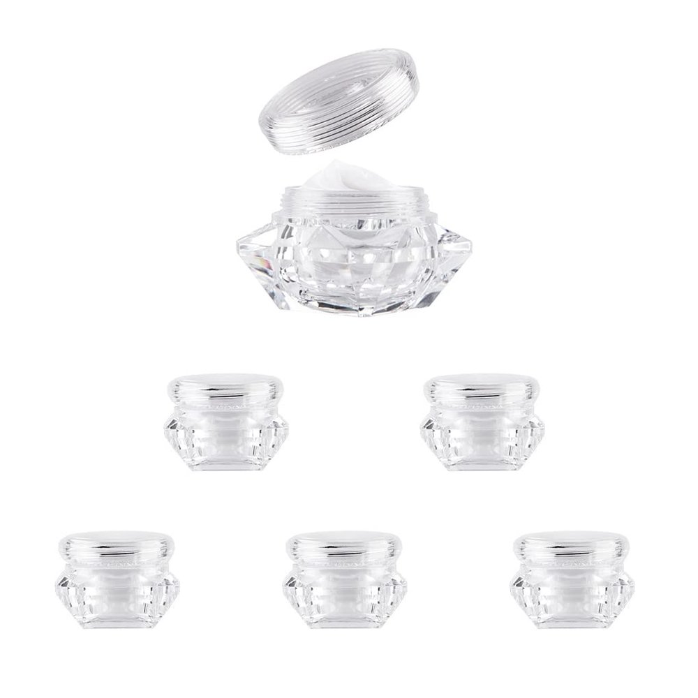 LXLK 48 Pcs 5ML Clear Cream Container Plastic Diamond Shape Cosmetic Jars Empty Refillable Sample Containers Pot for Lotion Lip Balm Eye Shadow Nails Powder Paint Jewelry Earrings