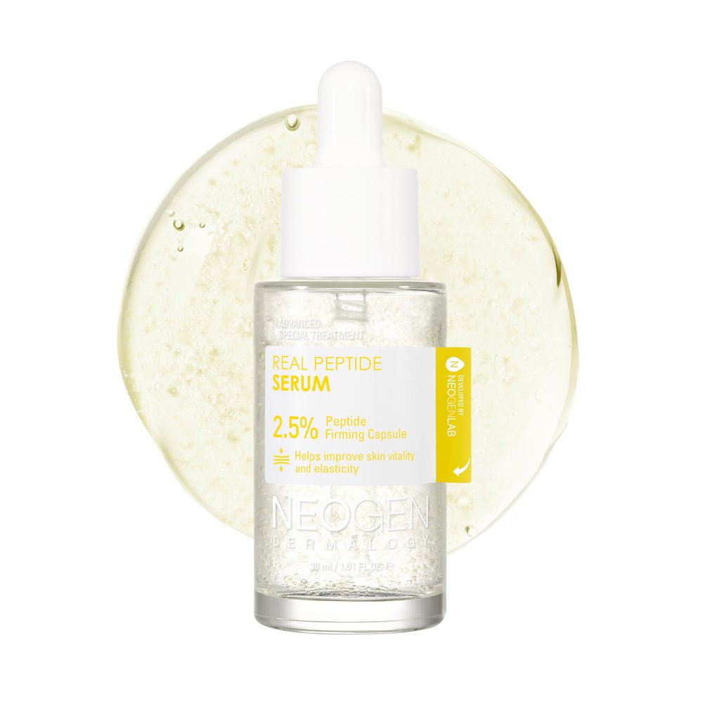 DERMALOGY by NEOGEN Real 2.5% Peptide Serum for Face with Firming Capsule for Skin Vitality, Elasticity, Moisturizing, Lifting, Wrinkle Care 30ml/1.01 FL.oz