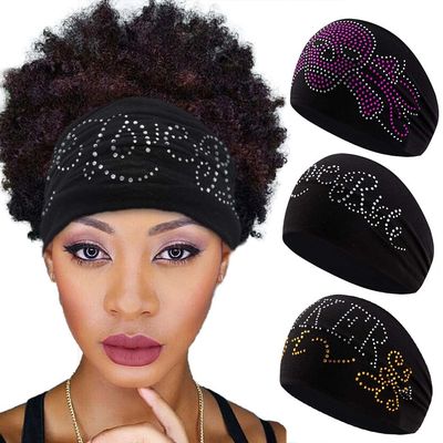 Aceorna Wide Rhinestones Headbands Stretch Hiking Hairbands Black Turban Head Bands Sport Workout Hair Bands Biker Head Wraps for Women 3 Pcs (Type A)