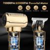 Dumite Professional Hair Clippers for Man,Electric Shavers Razor T-Blade Hair Trimmer, Mens Grooming Kit Cordless Barber Trimmer Bald Shavers with 4 Guides & 3 Foil Head (Bronze) view 3
