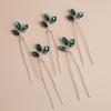 5pcs Blue-green Leaves Hairpins Vintage Crystal Hair Ornament Fairy Hair Sticks Comb Hair Pins Handmade Chinese Hanfu Ancient Headwear view 1
