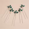5pcs Blue-green Leaves Hairpins Vintage Crystal Hair Ornament Fairy Hair Sticks Comb Hair Pins Handmade Chinese Hanfu Ancient Headwear view 2